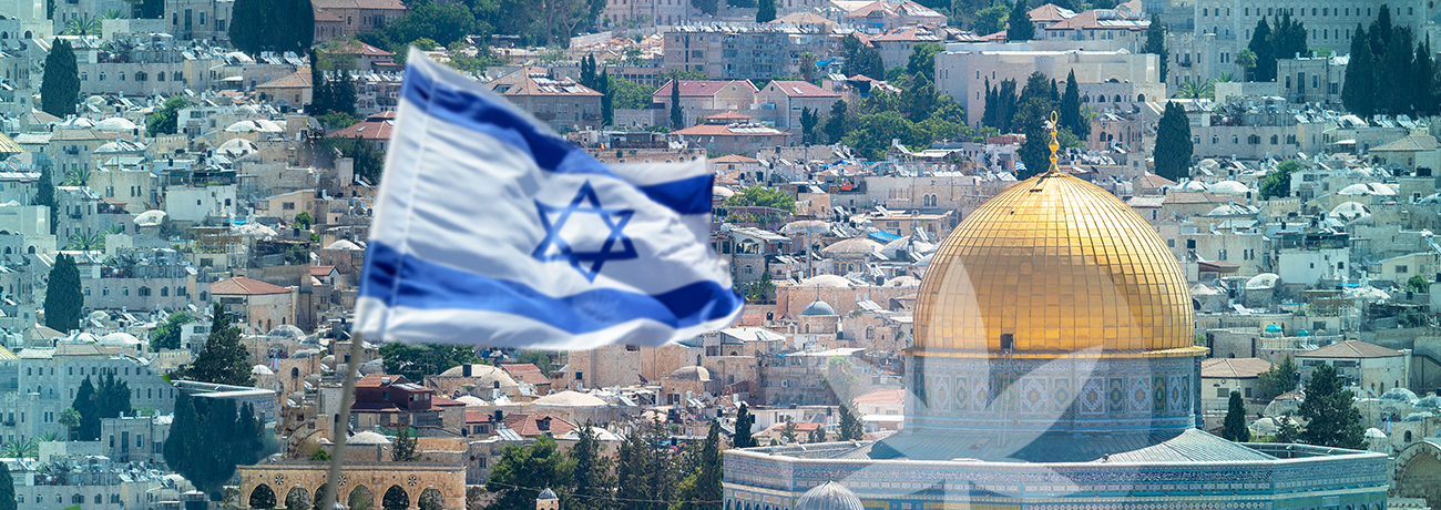 Village with israelian flag